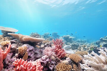 Tranquil Underwater Reef Coral Gradients: Serene Coral Sea Wash