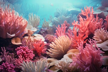 Naklejka na ściany i meble Underwater Reef: Tropical Coral Sunset Gradients in Vibrant Hues