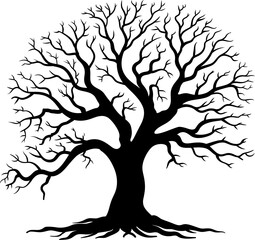 Big tree silhouette icon in black color. Vector template design illustration.