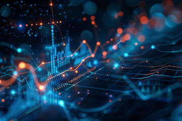 Technology Sector Growth Graphs Illuminated graphs showing growth trends in the technology sector, perfect for tech industry reports or investment in tech companies 