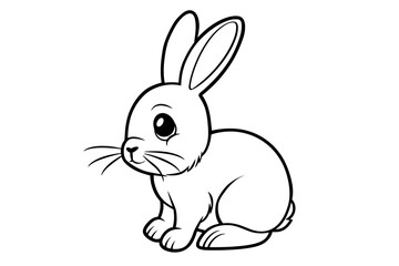basic cartoon clip art of a Bunny, bold lines, no gray scale, simple coloring page for toddlers