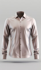 Luxury silk business shirt with  printing 3d designed, front view ad mockup, isolated on a white and gray background.