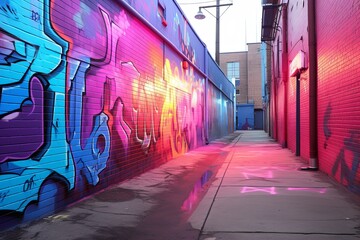 Vivid Alleyway Art Gradients: Urban Graffiti Masterpieces