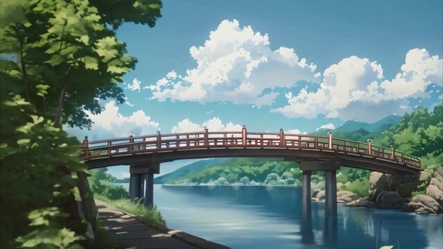 video view of the bridge to cross the river