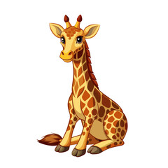 Fototapeta premium Cute giraffe cartoon style on white background