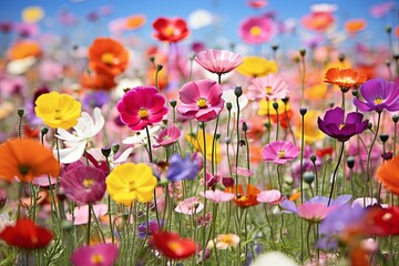 Wildflower Meadow Gradients: Spring Blossom Array Delight