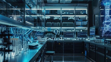 A detailed image of a statistical research lab with advanced equipment for data collection and analysis. - Powered by Adobe