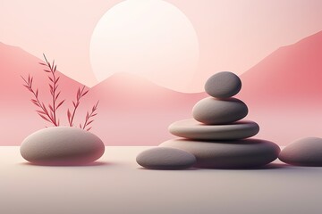 Obraz na płótnie Canvas Zen Garden Stone Gradients - Minimalist Stone Gradient Poster