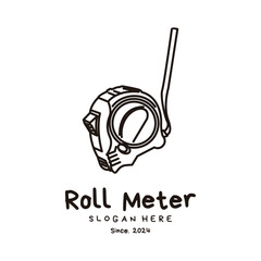 Roll Meter Retro Vintage Line Art Logo Design