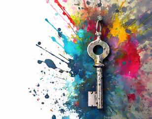 Vivid keyhole and key - 796195769