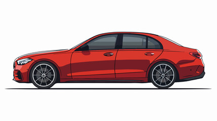 Fototapeta premium Sport sedan isolated. Vector flat style illustration