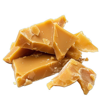 A piece of old-fashioned butterscotch candy isolated on Transparent Background, without background .PNG