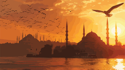 Suleymaniye Mosque at sunset in Istanbul Turkey. Zoom - obrazy, fototapety, plakaty