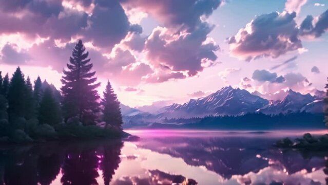 video beautiful sunset on the lake