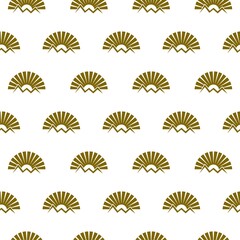 Mountain sun logo seamless pattern isolated on white