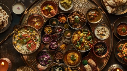 A traditional Indian thali filled with an array of mouthwatering regional delicacies