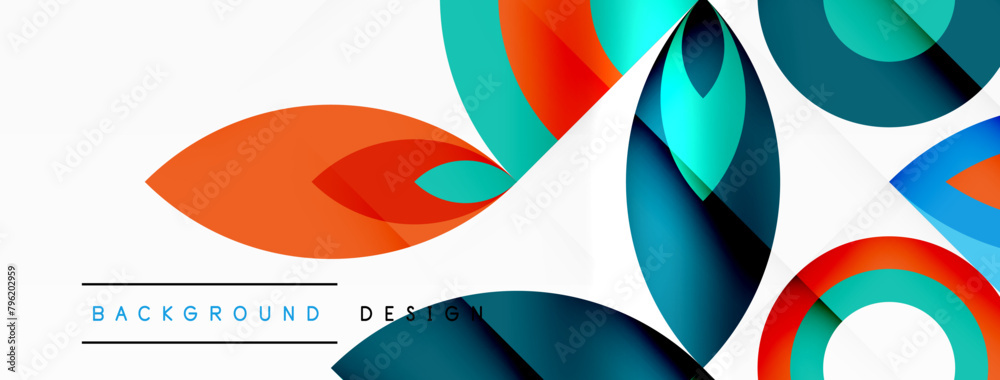 Poster A vibrant red font on an electric blue background with circles and leaf patterns, inspired by eyewear graphics, creates a colorful and artistic design