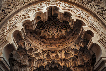 Obraz premium The spiritual intensity of a moment of worship captured in the intricate details of an ornamental Arabic design