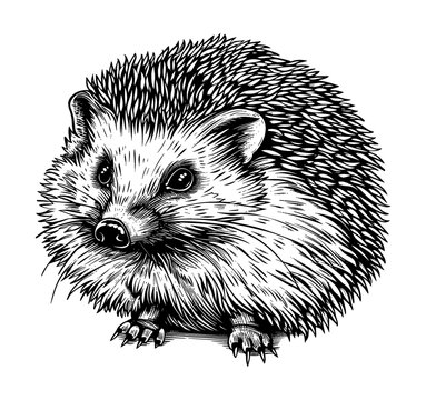 recommend clip art: hedgehog engraving black and white outline