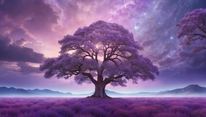 Majestic Crystalline Tree Casts Enchantment Over Surreal Dreamscape