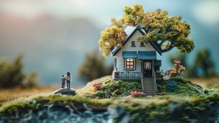 family securing their dream home with a life insurance policy, symbolizing peace of mind and financial protection.