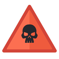 Danger warning icon sign triangular symbol orange black skull isolated on white