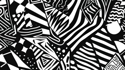 Abstract black and white patterns bold ethnic