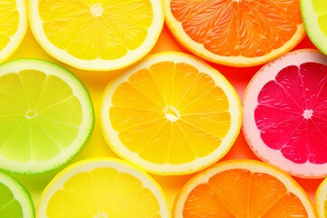 Fototapeta premium Vibrant Citrus Slices Gradients Poster - Fresh Lemon, Lime, Orange