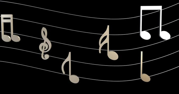 3D Musical Notes and Guiter String Animation in ALPHA Channel