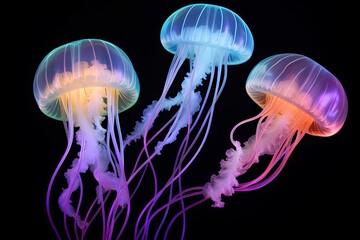 Fototapeta premium Luminous Jellyfish Glow Gradients: Ocean Light Show Tones