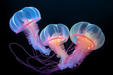 Luminous Jellyfish Glow Gradients: Underwater Light Spectacle
