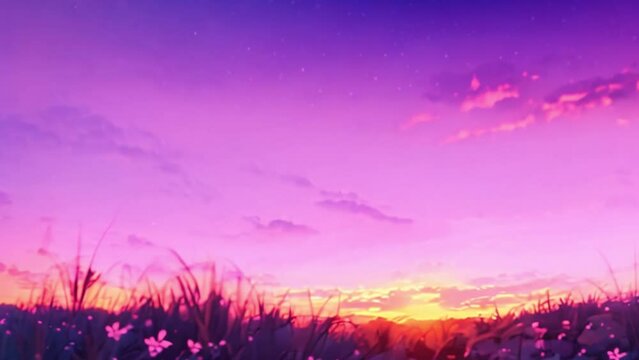 video sunset view with colorful clouds