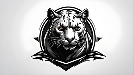 tiger head vector Monochrome Panther Logo Design