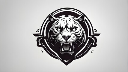 lion head mascot Monochrome Panther Logo Design