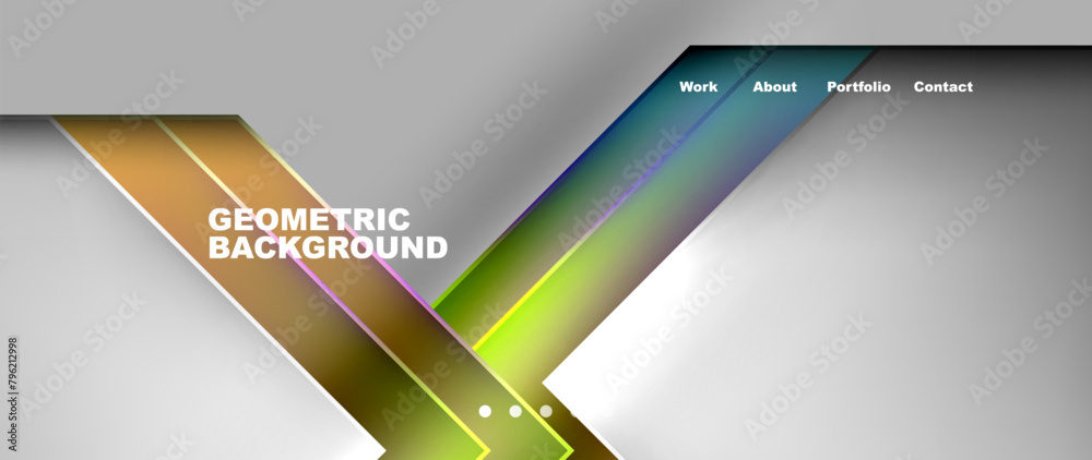 Aufkleber A colorful geometric background featuring a rainbow of hues. The design includes shapes like circles, squares, and triangles in various shades, creating a vibrant and eyecatching display