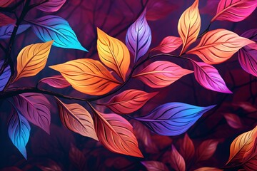 Glowing Leaf Gradient: Rustling Autumn Leaves Digital Art Gradient