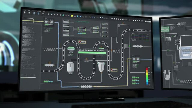 Computer program managing the automation of the manufacturing process. Factory program monitoring the manufacturing process. Observing the product manufacturing process using a futuristic ai program.
