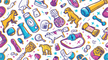 Fototapeta na wymiar Seamless pattern with items for care grooming