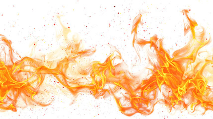 flowing stream of fire with scattered sparks, captured against a pristine white background. The fluid motion and intense orange hues of the flames create a dynamic visual that symbolizes energy, trans