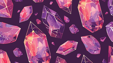 Seamless pattern with natural pink gemstones 