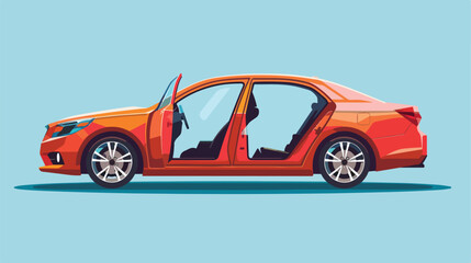 Sedan car with open doors. Vector flat style illustration