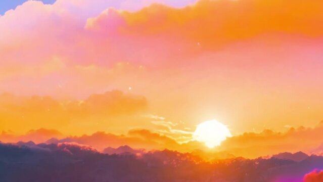 video sunset view with colorful clouds