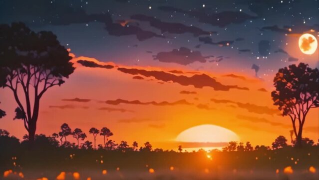 video sunset view with colorful clouds
