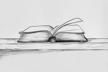 A simple line drawing of a book resting on a shelf