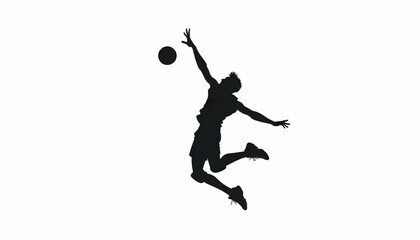Fototapeta na wymiar Silhouette of a volleyball player on a white background.
