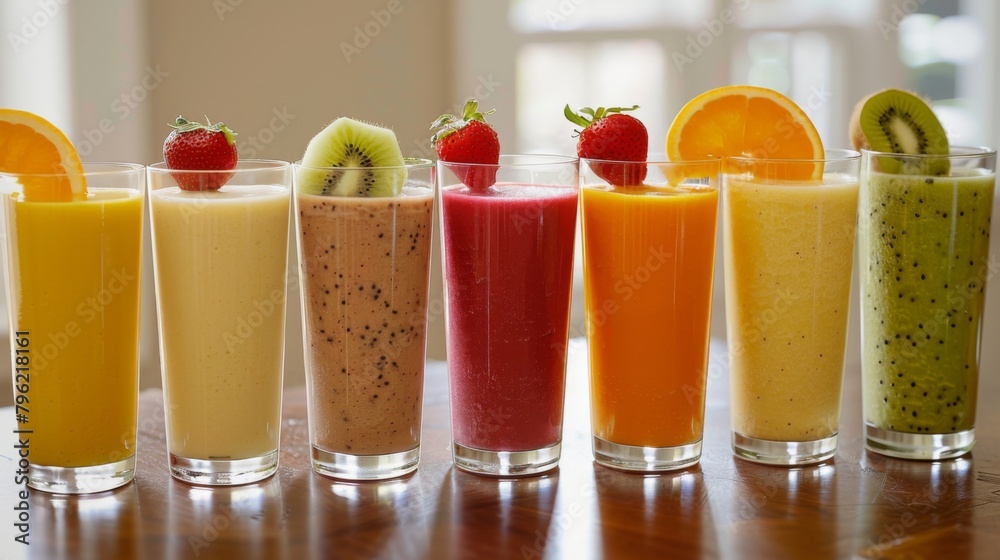 Aufkleber An array of fruit smoothies in glasses, capturing the essence of freshness and vitality