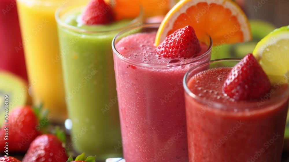 Aufkleber An array of fruit smoothies in glasses, capturing the essence of freshness and vitality