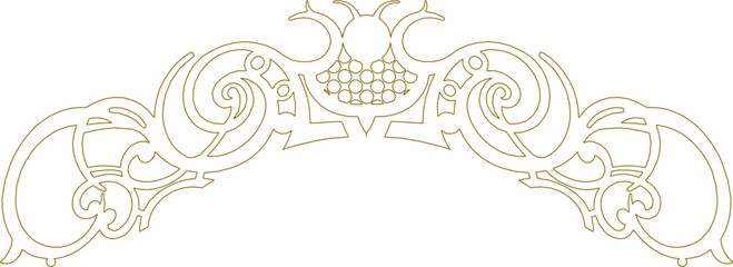 Vector sketch illustration of traditional ethnic vintage classic crown ornament design drawing full engraving