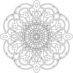Vector sketch illustration of traditional ethnic vintage classic mandala ornament design drawing full engraving