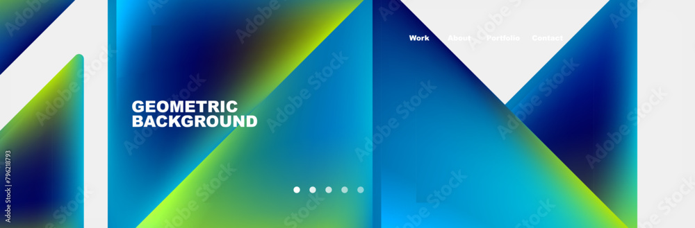 Aufkleber a colorful geometric background featuring a pattern of blue and green triangles on a white backgroun